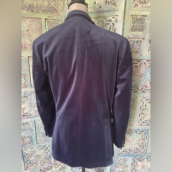 Egara Men’s Navy Velvet Smoking Jacket 38R - Picture 8 of 9